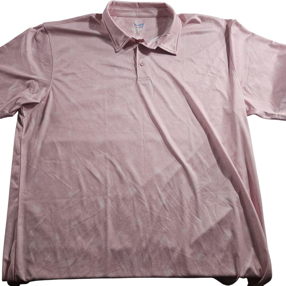 Tgw‎ Polo Shirt Mens 3XL Pink Floral Print Golf Performance Short Sleeve Top